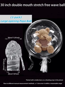 50pcs/Pack (5 Sizes) Transparent Bubble Balls, 10pcs Each 12/16/18/20/24 Inch Bubble Balloon, 5pcs Hollow Fillable Transparent Balloon, 3pcs Large Single/Double Entrance Round Transparent Large Modern Plastic Balloon, Suitable For Party, Wedding, Birthday, Festival Decorations, Back To School Decor, Valentine's Day Party, Proposal Venue Decoration