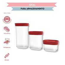 Kit Com 3 Potes Herméticos Cozinha Conjunto De Potes Hermeticos Pequenas Porcoes Para Biscoitos Doces  Farinha  Temperos Porta Mantimentos