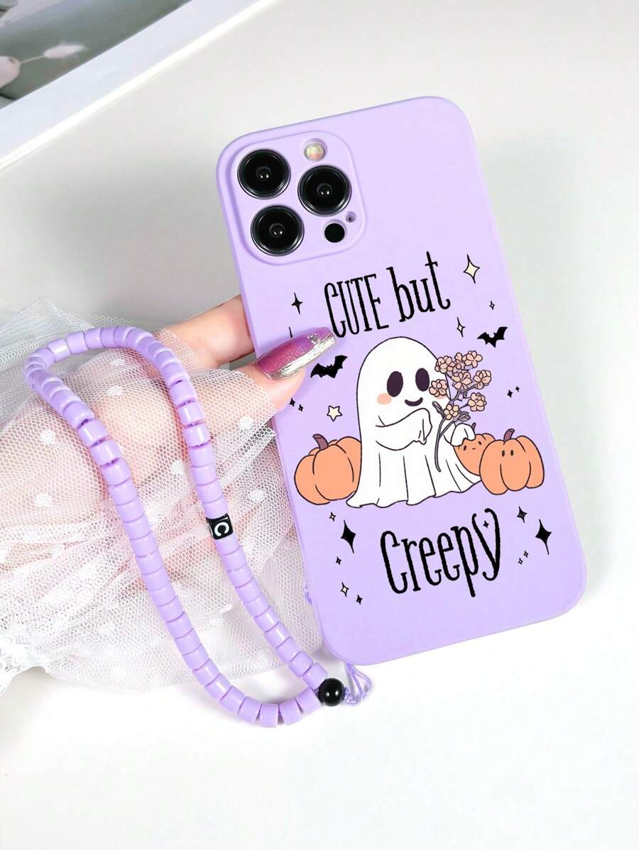 1个紫色TPU卡通万圣节图案防震手机壳和1个紫色水桶珠腕带，兼容/配套手机壳/带挂绳手机壳/腕带手机壳/趣味手机壳/安卓手机壳/兼容三星手机壳/兼容小米手机壳/兼容OPPO手机壳/Galaxy A51 4G/Galaxy A52/A52s 5G/Galaxy S23 Ultra/Galaxy A13 4G/Galaxy A12/Galaxy S22 Ultra/兼容OPPO A54/Galaxy A54/兼容 14 Pro Max/Galaxy A04E/Galaxy A05S/Galaxy A34/Galaxy S24 Ultra 5G/兼容红米Note 13/Galaxy A14/Galaxy A32 4G - 彩色 - 查看 1