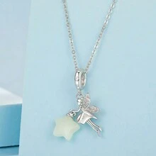 WOSTU 1 件 925 纯银夜光 925 纯银仙女吊饰原创手链 DIY 夜光珠 - 銀色 - 查看 6