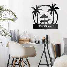 1 cái, Trang trí bằng kim loại và sắt bên bờ biển, Tên cá nhân hóa tùy chỉnh Trang trí bằng kim loại và sắt, Trang trí phòng khách phòng ngủ, Quà tân gia, Quà tặng ngày lễ, - màu đen - Xem 5