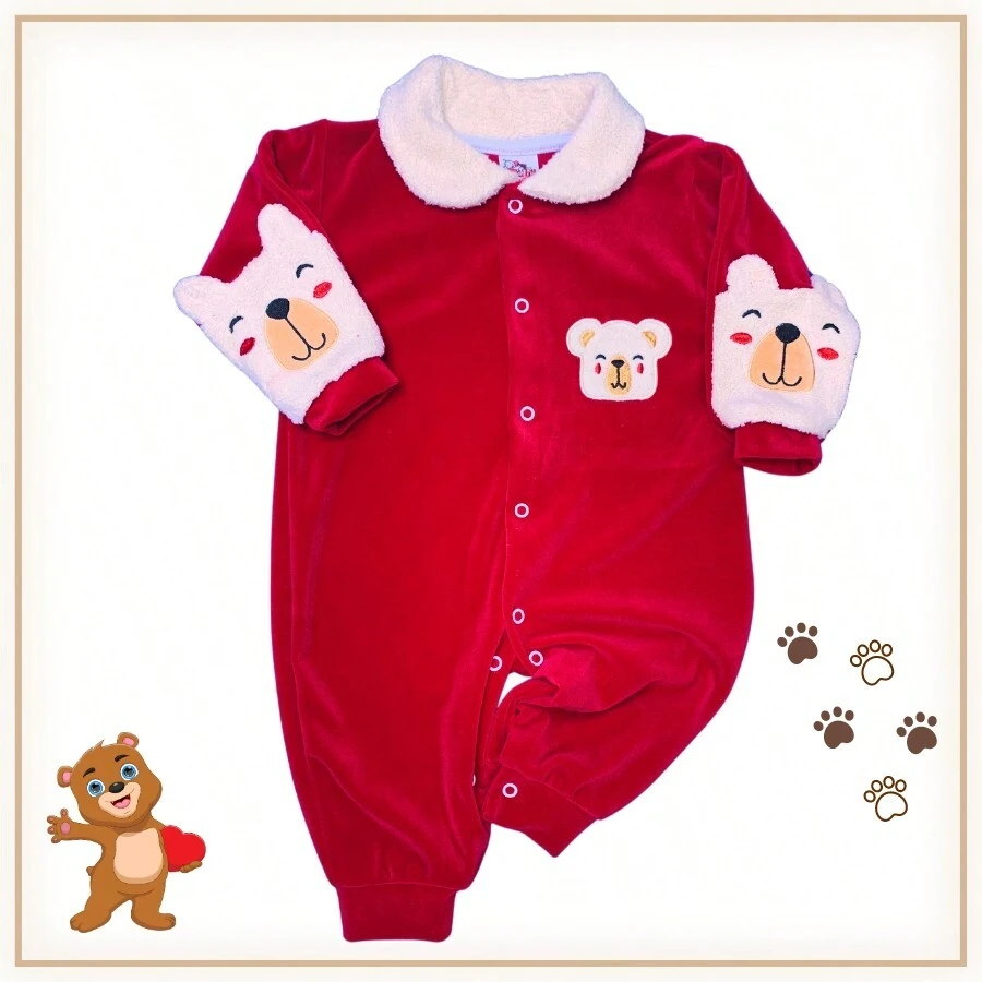 Baby-Winter Jumpsuit-Plush Baby Jumpsuit-Baby Teddy Bear Jumpsuit - 查看 1