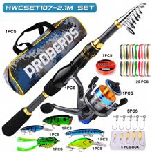 PRO BEROS Proberos Fishing Rod Kit,  4.9FT-7.9FT Carbon Fiber Reel Combo Pole And Telescopic Fishing With Line Lures Tackle Hooks Reel Carrier Bag For Adults Saltwater Freshwater Travel - Multicolor - View 13