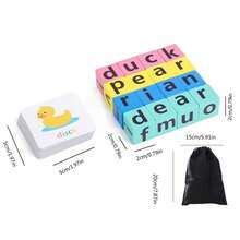 (1 Set) Wooden Funy Spelling Word Puzzle English Letter With 40 Cards
