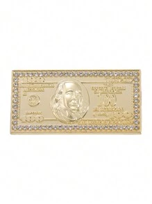 QIHOO 1 Stück $100 Ticket Email Anstecker Gold US Währung Brosche Kleidung Tasche Schmuck Geschenk für Freunde - Gold - Übersicht 10