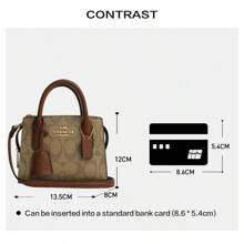 Bolso bandolera pequeño Andrea en lona con firma, cierre superior con cremallera, marrón y negro CO975 IME74 - Café integral - Ver 5