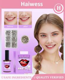 The Original DIY Temporary Tooth Gemz Starter Kit (Crushed Ice)Teeth Gem Kit, DIY Fashionable Crystals Tooth Jewelry Kit, Professional Teeth Gems Kit With Glue.