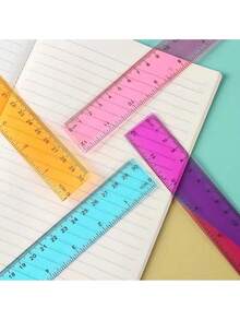 8 pièces/set Règle en plastique colorée de 30 cm pour étudiants, ensemble de règles de mesure multifonctionnel et précis - multicolore aléatoire - Voir 8