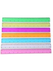 8 pièces/set Règle en plastique colorée de 30 cm pour étudiants, ensemble de règles de mesure multifonctionnel et précis - multicolore aléatoire - Voir 6