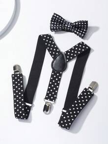 2pcs/Set Kids Polka Dot Bow Tie & Suspender Set - Multicolor - View 4
