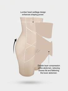 1件装女士高腰交叉无缝塑身短裤，收腹提臀，平坦小腹，塑形内衣