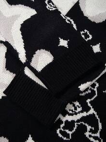Unisex Casual Star Pattern Knit Sweater, Warm For Spring Autumn Winter - Black - View 6
