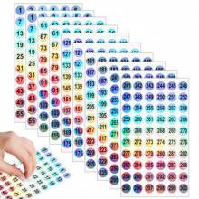 Number Stickers(Number 1-300), 600Pcs Reflective Laser Number Stickers Self-Adhesive Label Stickers Inventory Number Round Stickers Inventory Storage Organizing Sticker For DIY Craft Marking Numbering Manicure Tool - Multicolor - View 1