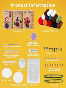 1Set Crochet Kit For Plant Monster Series Plush Doll, DIY Amigurumi Doll, Home Decor With Basic Accessories & Video Tutorial - Multicolor - View 3