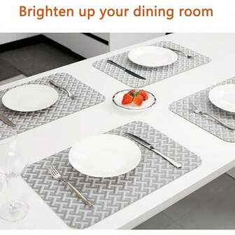1/4pcs,Cloth Placemats Set Of 1/4,Elegant Chenille Woven Machine Washable Durable Table Mats, Heat Resistant Placemats Wrinkle Free Place Mats For Dining Table, Easy To Clean