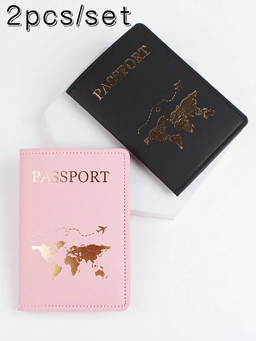 2pcs/Set Couple Travel Passport Holder, Ultra-Thin Passport Wallet, Lightweight Passport Card Case, Travel Accessories Set, Passport Holder For Men & Women, Suitable For Vacation, Hotel, Cruise, Back To School, Beach, Summer Holiday