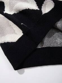 Unisex Casual Star Pattern Knit Sweater, Warm For Spring Autumn Winter - Black - View 8