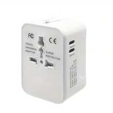 Universal Travel Adapter, Portable Worldwide All-In-One Plug Adapter With 3 USB Ports (2 USB C), International Converter Wall Charger World AC Power Adapter - For USA EU UK AUS - trắng - Xem 2