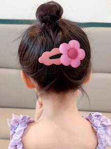 4pcs Girls' Cute Floral Dopamine Hair Clips, Bangs & Back Hairpin Barrette Hair Accessories For Daily Use - Multicolor - View 4
