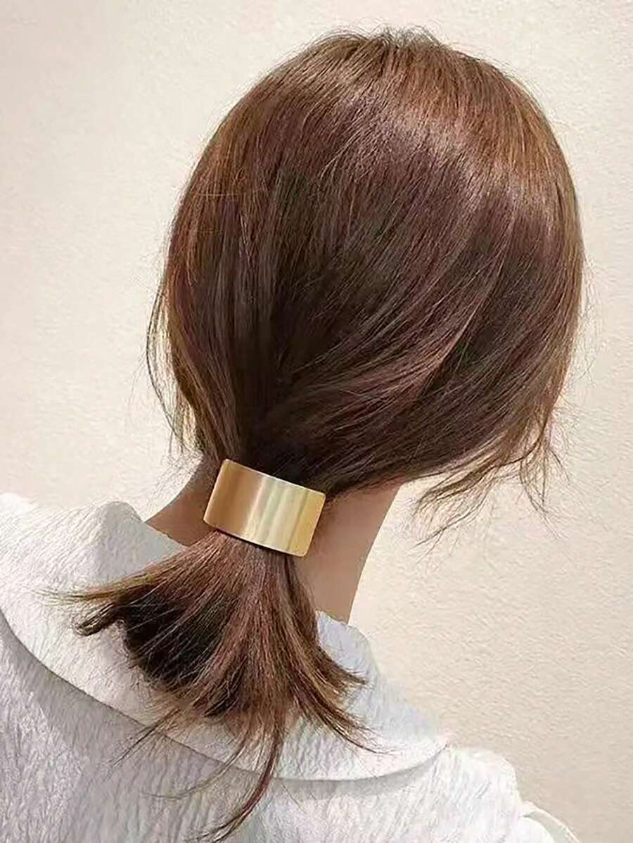 Minimalist Metal Texture Elastic Hair Ties, Ponytail Holders,Hair Accessories,Hair Rope