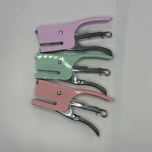 1set Macaron Colored Metal Hand-Held No.10 Stapler, Powerful Takeout Packaging Stapler, Small Size Office Stapler Back To School,Back To School,School Supplies - Multicolor - View 6