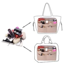 1 件特大/大/中/小多功能大容量毛毡内衬/毛毡化妆包/毛毡储物袋 - 黑色 - 查看 7