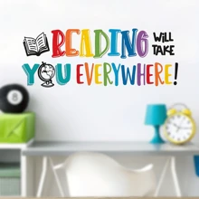 Adesivo de parede com citação inspiradora de 1 unidade, a leitura o levará a todos os lugares, adesivos de parede autoadesivos, entrada do quarto, sala de estar, varanda, decoração de casa, adesivos de parede, adesivos removíveis, decalques de decoração de parede