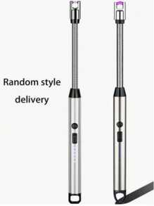 Encendedor electrónico portátil recargable por USB para cocina al aire libre, cerradura de seguridad ecológica para velas, estufas de Gas - Plateado - Ver 3