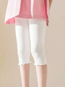 3 unidades/pacote crianças cintura elástica babados bainha cor sólida capri leggings