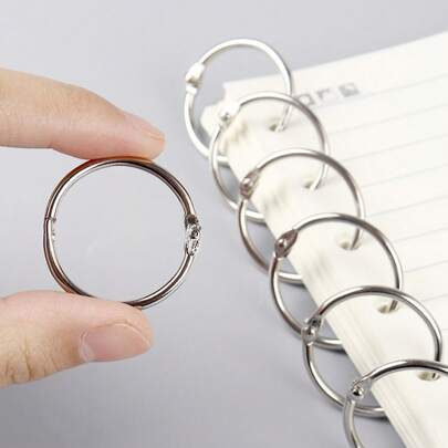 20pcs High Quality Metal Book Rings, Word Card Album Loose Leaf Rings, Stationery Book Rings With Needle Rings, Metal Book Ring Loose Leaf Rings, Binding Ring Card Open Binding Ring Folder Buckles, Used For Binding Cardboard, Word Cards, Photos, Notebooks, Etc.