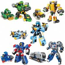 1pc Kids Transforming Robot Car Toy, Manually Transforms Into Airplane/Tank, Cartoon Robot Design, Educational Toy Gift For Boys Room Decoration Christmas Gifts Color Block Color Blocks - Multicolor - View 2