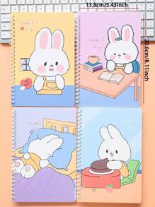 240 件/套（4 种设计）A5 卡通螺旋笔记本，回到学校，厚实可爱，高品质学生记事本，4 件装 - 彩色 - 查看 2