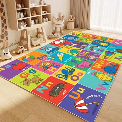 A Kids Game Rug ABC Educational Area Rug, Alphabet Numbers Animals Seasons And Shapes Learning Game Rug For Playroom Nursery Kids Bedroom Mat Rug, Room Decoration
