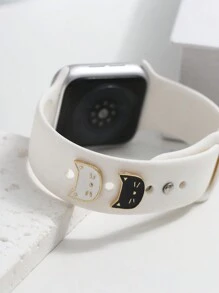 2pcs Cute Cat Oil Drop Style Apple Watch Band Decorative Pins - Black and White - View 4