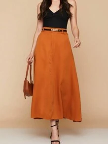 Women Skirts - Maroon - View 1