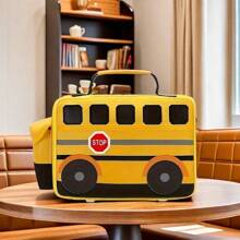 1PC Yellow School Bus Lunch Box Bag For Back To School Girls Boys Insulated Lunch Bags Reusable Lunch Cooler Tote For Women Work Travel Pinic,Back To School