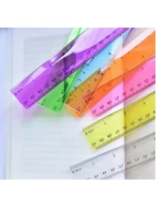 8 pièces/set Règle en plastique colorée de 30 cm pour étudiants, ensemble de règles de mesure multifonctionnel et précis - multicolore aléatoire - Voir 9