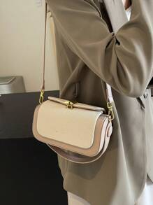 Women's Fashion Trapezoid Handbag With Top Handle, Elegant & Simple Design, Large Capacity, Bag For Women Elegant - Beige - View 6