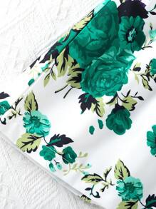 Vestido con estampado floral y mangas de volantes para niñas, estilo princesa de moda - Verde - Ver 6