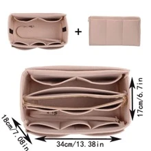 1pc Multi-Size Felt Liner Bag, Large/Medium/Small Capacity Felt Makeup Organizer - Beige - View 16