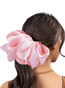 Coletero de satén rosa talla XXL, accesorio para mujeres y niñas, lazos de pelo rosa, accesorios de pelo, coleteros, casual, regalos para coleta