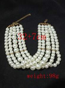 1 件优雅人造珍珠串珠项链，婚礼新娘颈链