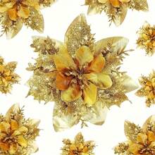 5 pièces Première classe, décorations de fleurs artificielles rouges de Noël, décoration de couronne d'arbre de Noël, sélection de fleurs scintillantes pour la décoration de Noël, Nouvel An, mariage et fête. - Multicolore - Voir 11