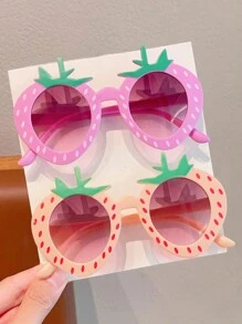 2/4件装儿童可爱草莓时尚眼镜，仅供卡片展示，不含运费 - 彩色 - 查看 16