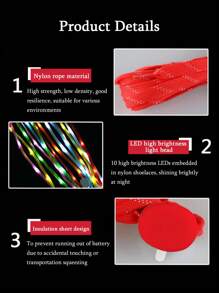 8th Generation LED Colorful Shoelaces, Fashionable Nylon Braided Luminous Laces For Casual, Party, Birthday, Stage Decoration - Multicolor - View 2