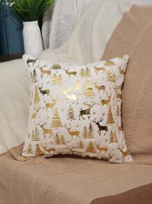 1 Pc Craftsmanship Hot Stamping Luxurious Soft Comfortable Pillow Cover, Living Room Sofa Pillowcase, No Pillow Core, Invisible Zipper