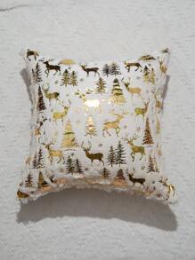 1 Pc Craftsmanship Hot Stamping Luxurious Soft Comfortable Pillow Cover, Living Room Sofa Pillowcase, No Pillow Core, Invisible Zipper