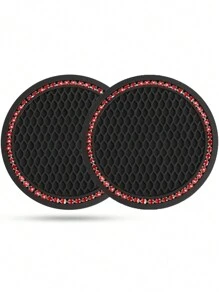 2Pcs Multifunctional Car Coaster Water Cup Slot Non-Slip Mat Silica Pad Cup Holder Mat Auto Interior Decoration Accessories Best Seller Gifts