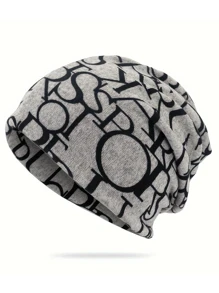 1pc Minimalist Solid Color Letter Jacquard Knit Beanie, Warm Fabric, Unisex Fashion Versatile Headwear For Outdoor, Daily Wear, Multiple Colors Available Fall Outfit - Multicolor - View 3