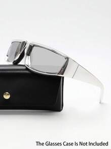 1pair Polygonal Wrap Around Y2k Futuristic Technology Style Silver Coated Fashion Glasses Sports Eye Glasses Street Shades Beach Accessories Beach Accessories For Women Glasses Shades For Summer Beach Vacation,Outdoor,Travel Preppy Style For Back To School